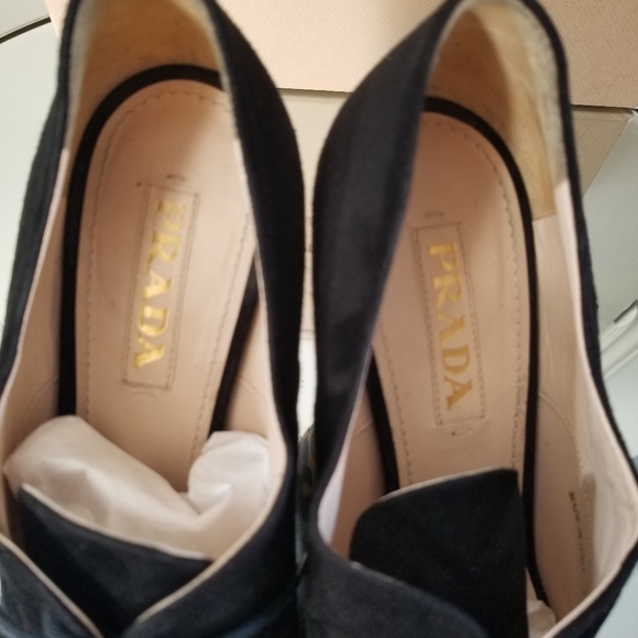 Prada Black Suede Leopard Pony Hair Wedge 39 - Picture 10 of 13